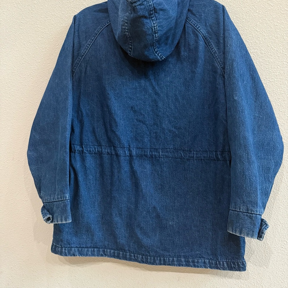 1990s Vintage LL Bean Denim Chore Coat Womens Plaid Lined Barn Jacket - Picture 3 of 6